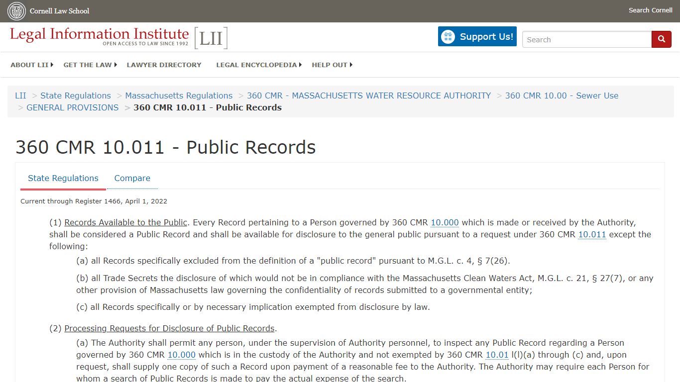 360 CMR 10.011 - Public Records | State Regulations | US Law | LII ...
